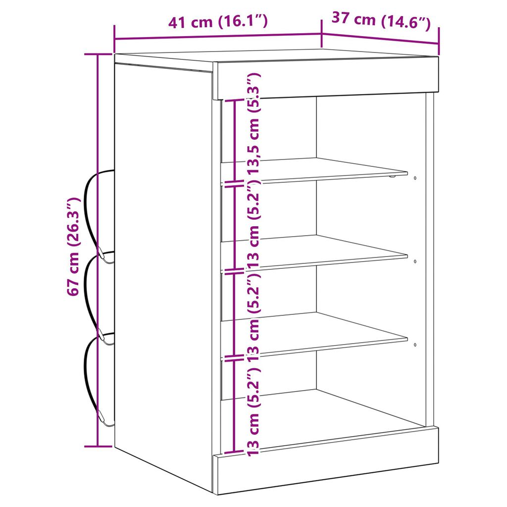 vidaXL Μπουφές με LED Φωτισμό Artisan Oak 41x37x67 εκ.