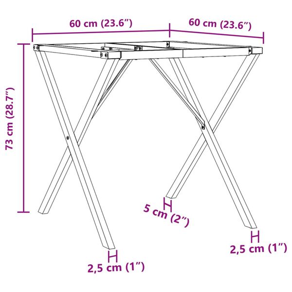 vidaXL Πόδια Τραπεζαρίας σε Σχήμα «X» 60x60x73 εκ. Ατσάλι
