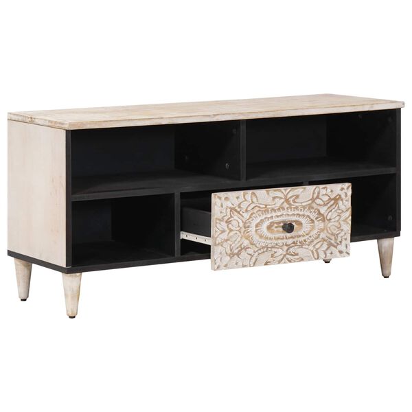 vidaXL &Nu;&tau;&omicron;&upsilon;&lambda;ά&pi;&iota; TV &mu;&epsilon; &rho;ά&phi;&iota; &Lambda;&epsilon;&upsilon;&kappa;ό 100 x 33,5 x 46 &epsilon;&kappa; &Sigma;&tau;&epsilon;&rho;&epsilon;ό &xi;ύ&lambda;&omicron; &mu;ά&nu;&gamma;&kappa;&omicron;