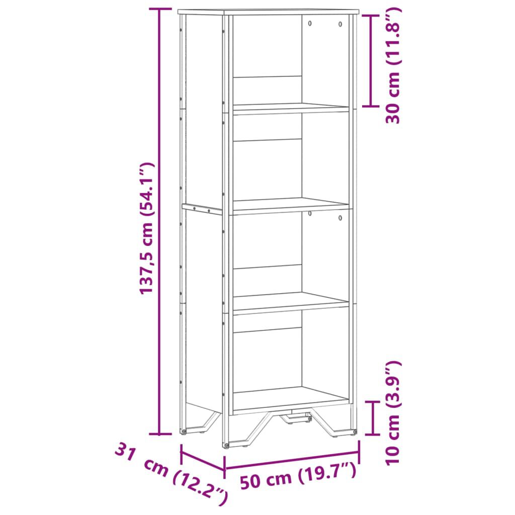 vidaXL Βιβλιοθήκη Καπνιστή Δρυς 50x31x137,5 εκ. από Επεξεργασμένο Ξύλο