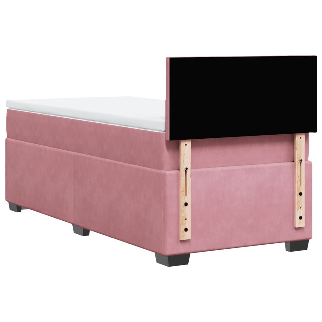 vidaXL Κρεβάτι Boxspring με Στρώμα Ροζ 90x200 εκ. Βελούδινο