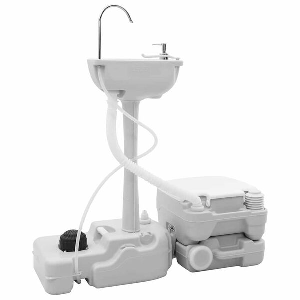vidaXL Τουαλέτα Κάμπινγκ 2 pcs Γκρι και Λευκό 50.5 x 33 x 103 εκ