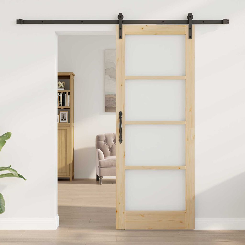 vidaXL Συρόμενη Πόρτα ORKDAL Καφέ 78 x 202 εκ. Ξύλο και μέταλλο
