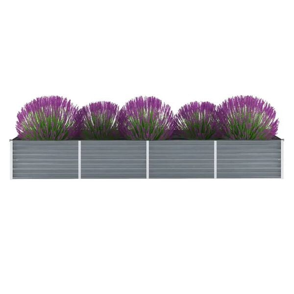 vidaXL Ζαρντινιέρα Υπερυψωμένη Γκρι 320x80x45 εκ. Γαλβανισμ. Χάλυβας