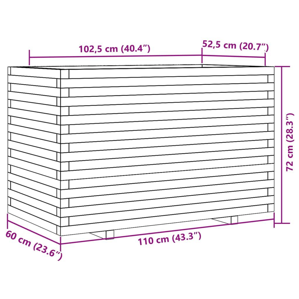 vidaXL Ζαρντινιέρα 110x60x72 εκ. από Μασίφ Ξύλο Πεύκου