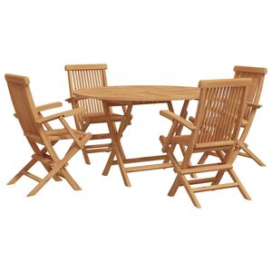 vidaXL Σέτ φαγητού για κήπο 5 pcs Καφέ Μασίφ ξύλο teak