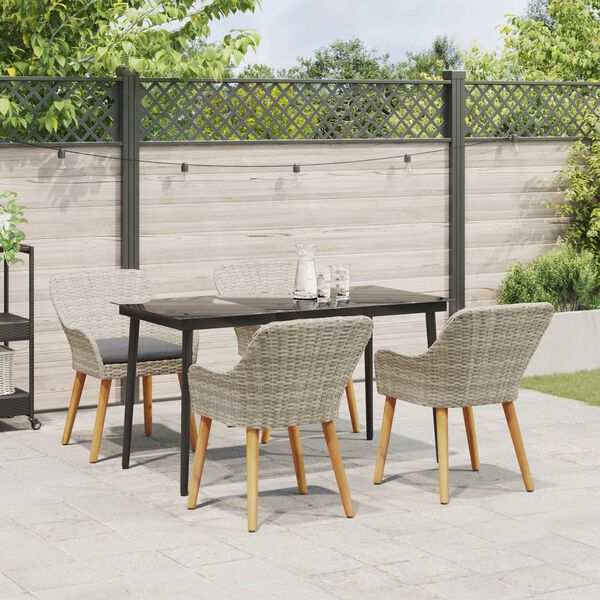 vidaXL Σετ τραπεζαρίας 5 pcs Ανοιχτό γκρι Πολυ ράταν