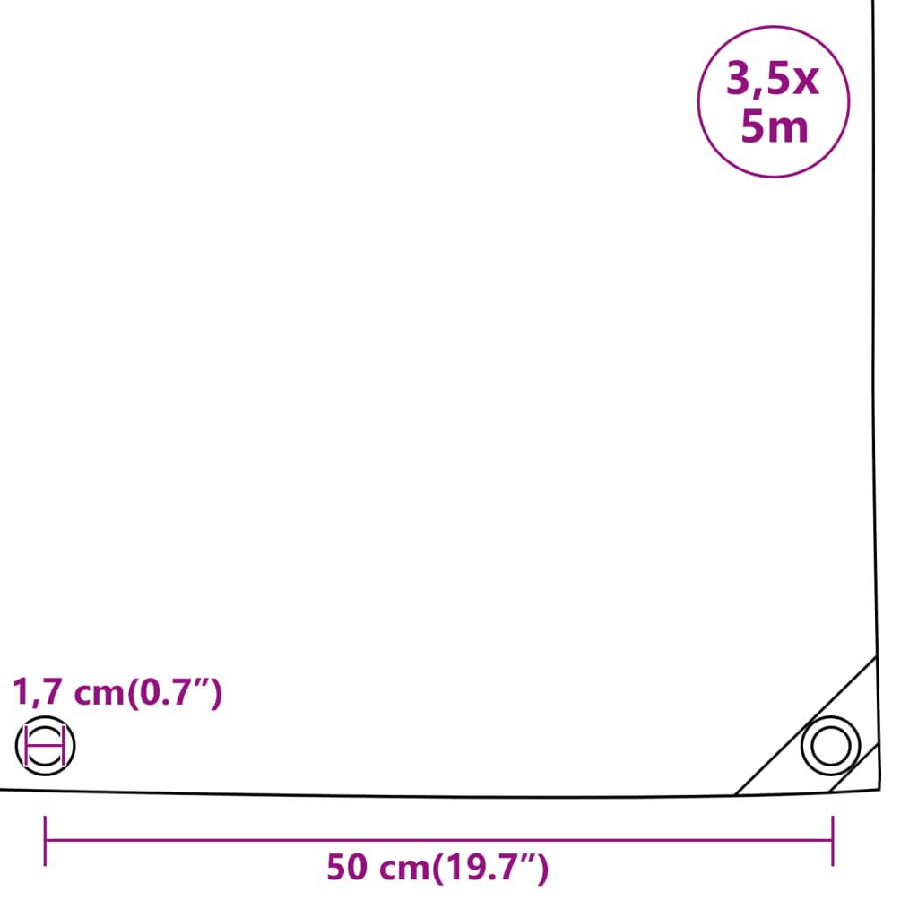vidaXL Μουσαμάς Ανθρακί 650 γρ./μ.² 3,5x5 μ.