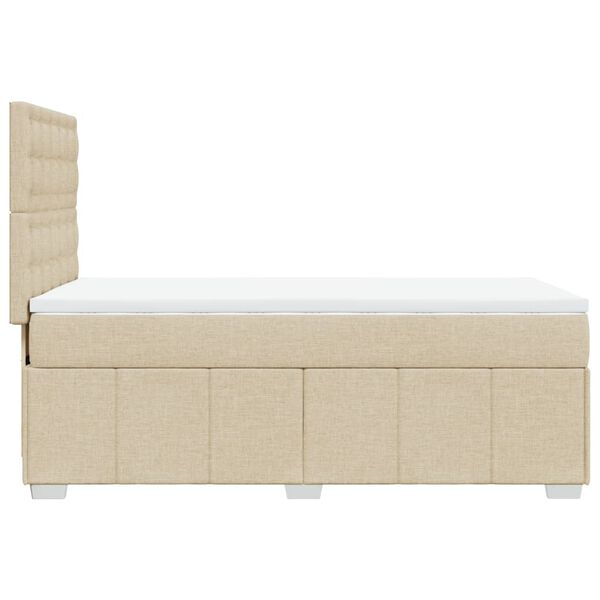 vidaXL Κρεβάτι Boxspring με Στρώμα Κρεμ 90x200 εκ.Υφασμάτινο