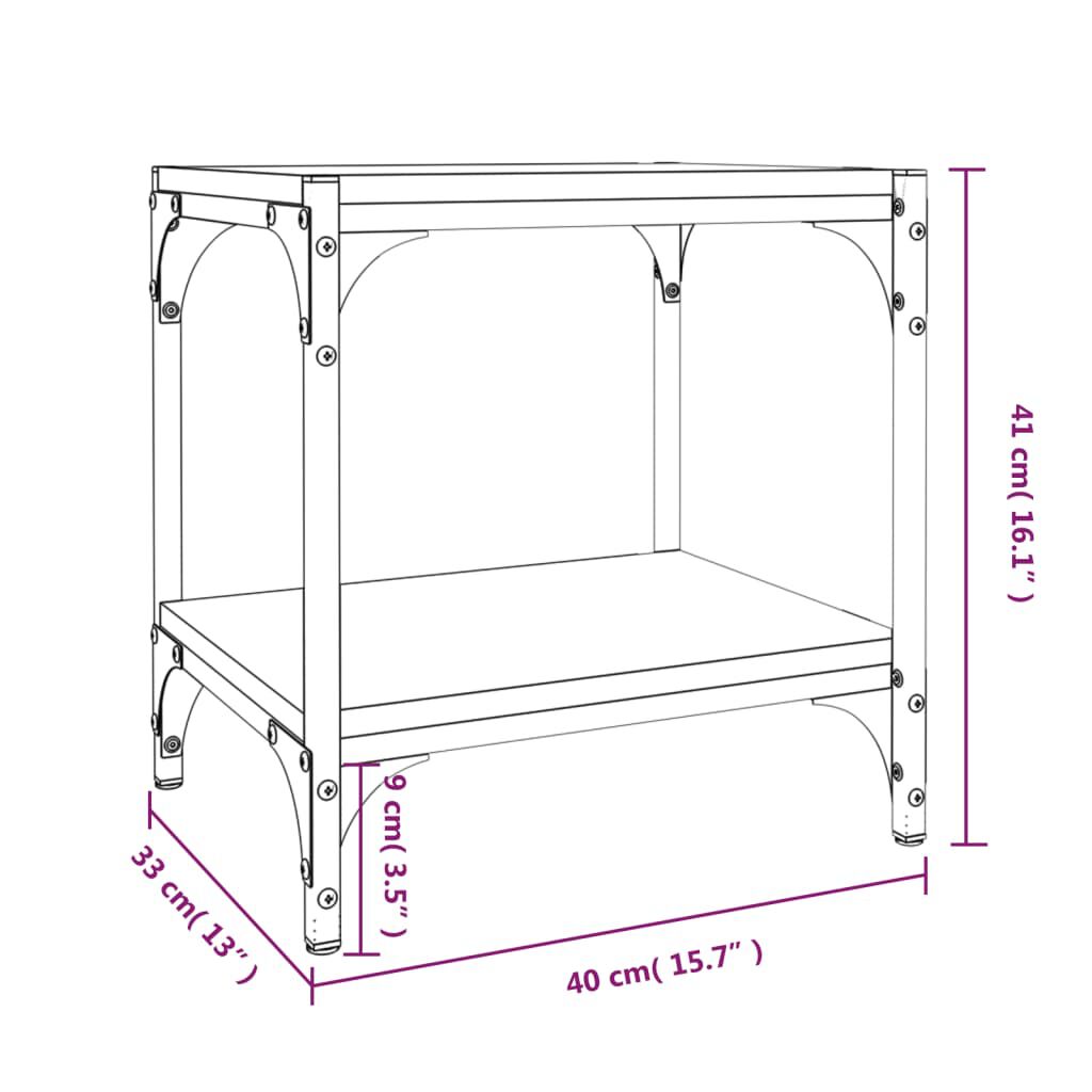 vidaXL Έπιπλο Τηλεόρασης Καφέ Δρυς 40x33x41 εκ. Επεξ. Ξύλο & Ατσάλι