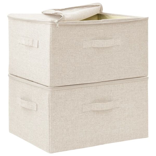 vidaXL Κουτιά Αποθήκευσης 2 τεμ. Κρεμ 43 x 34 x 23 εκ. Υφασμάτινα