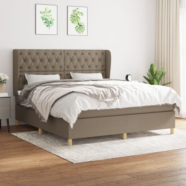 vidaXL &Kappa;&rho;&epsilon;&beta;ά&tau;&iota; Boxspring &mu;&epsilon; &Sigma;&tau;&rho;ώ&mu;&alpha; Taupe 160x200 &epsilon;&kappa;. &Upsilon;&phi;&alpha;&sigma;&mu;ά&tau;&iota;&nu;&omicron;
