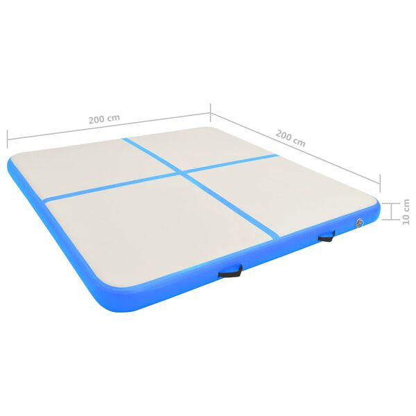 vidaXL Στρώμα Ενόργανης Φουσκωτό Μπλε 200 x 200 x 10 εκ. PVC με Τρόμπα