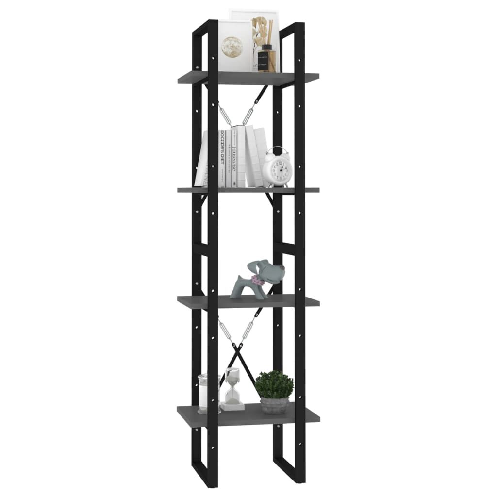 vidaXL Βιβλιοθήκη με 4 Ράφια Γκρι 40 x 30 x 140 εκ. από Επεξ. Ξύλο
