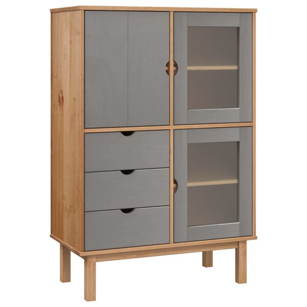 vidaXL Ντουλάπι OTTA Καφέ & Γκρι 85x43x125 εκ. από Μασίφ Ξύλο Πεύκου