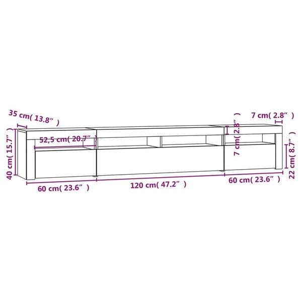 vidaXL Έπιπλο Τηλεόρασης με LED Μαύρο 240x35x40 εκ.