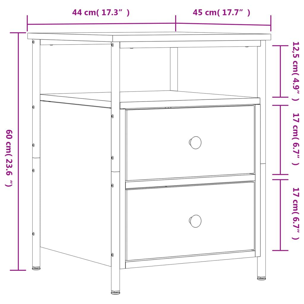 vidaXL Κομοδίνο Sonoma Δρυς 44 x 45 x 60 εκ. από Επεξεργασμένο Ξύλο