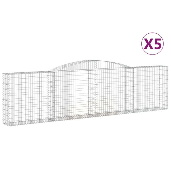 vidaXL Συρματοκιβώτια Τοξωτά 5 τεμ. 400x30x100/120 εκ. Γαλβαν. Ατσάλι