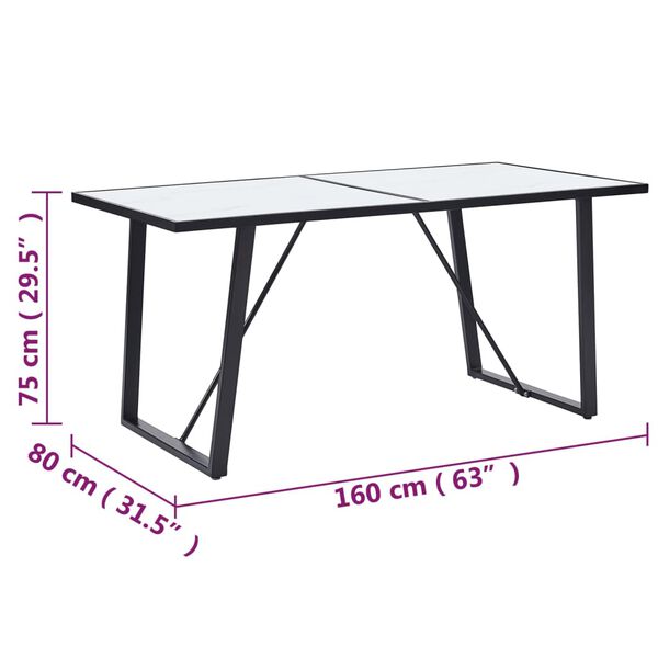 vidaXL Τραπεζαρία Λευκή 160 x 80 x 75 εκ. από Ψημένο Γυαλί