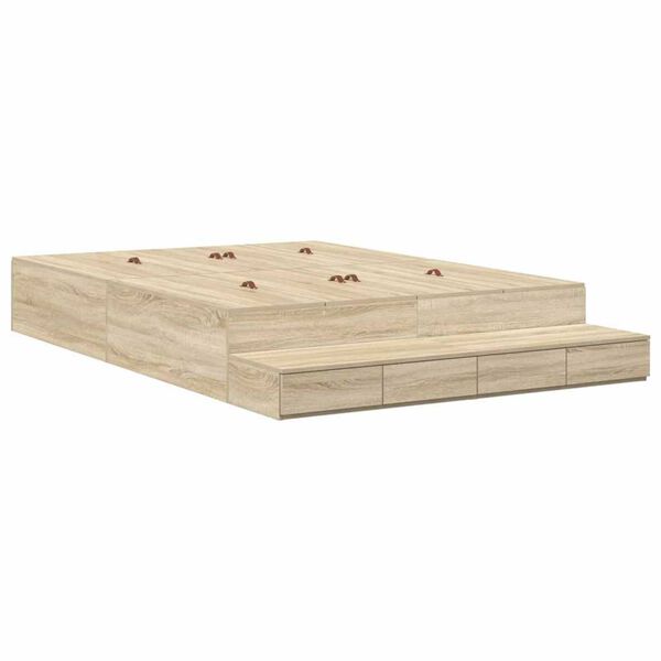 vidaXL Κρεβάτι με αποθηκευτικό χώρο Δρύς Sonoma 236.5 x 160 x 31.5 εκ.