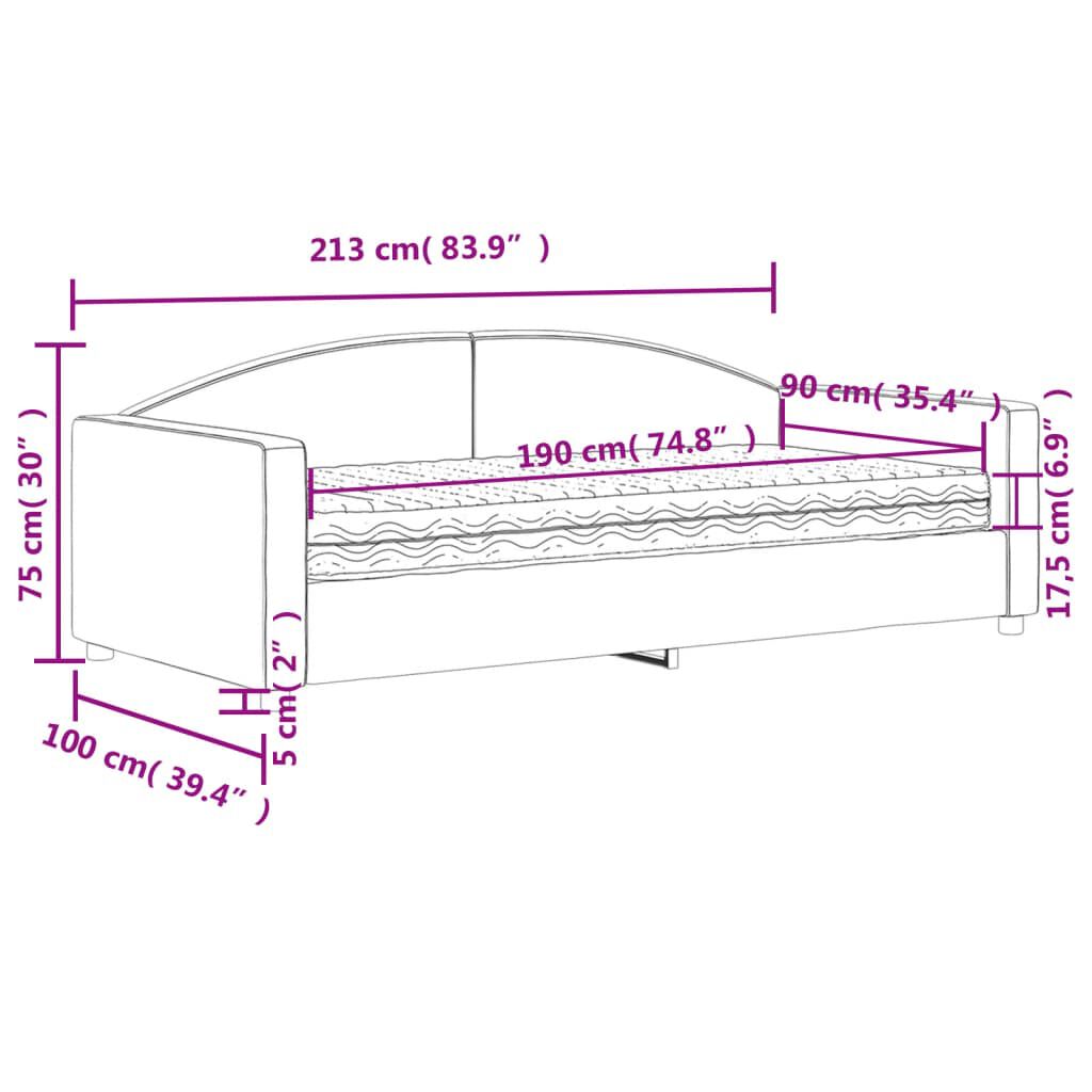 vidaXL Καναπές Κρεβάτι με Στρώμα Μαύρο 90 x 190 εκ. Υφασμάτινο