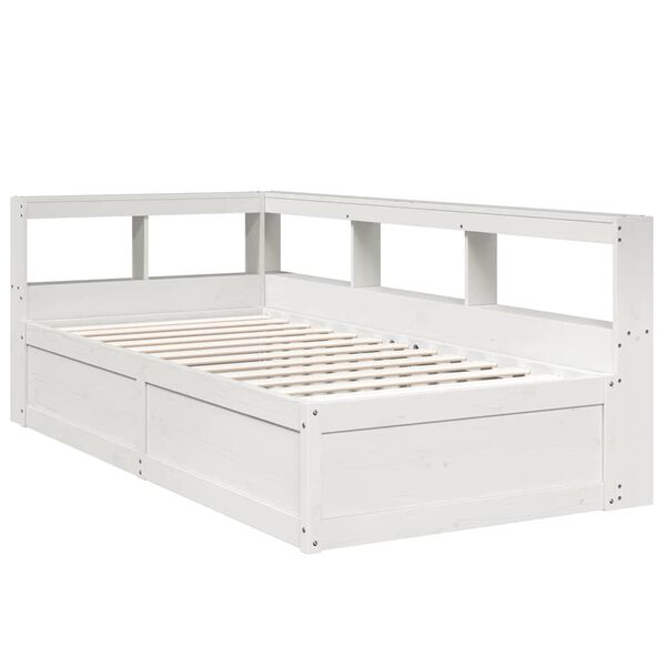 vidaXL Κρεβάτι Βιβλιοθήκη Χωρίς Στρώμα Λευκό 75x190 εκ Μασίφ Πεύκο