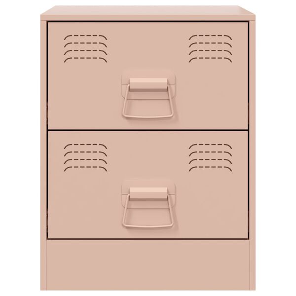 vidaXL Κομοδίνο Ροζ 34,5 x 39 x 44 εκ. από Χάλυβα