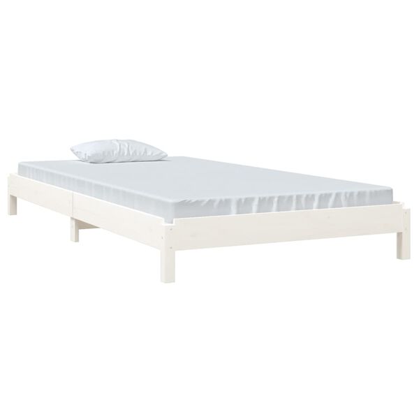 vidaXL Κρεβάτι Στοιβαζόμενο Λευκός 90x190 εκ. από Μασίφ Ξύλο Πεύκου