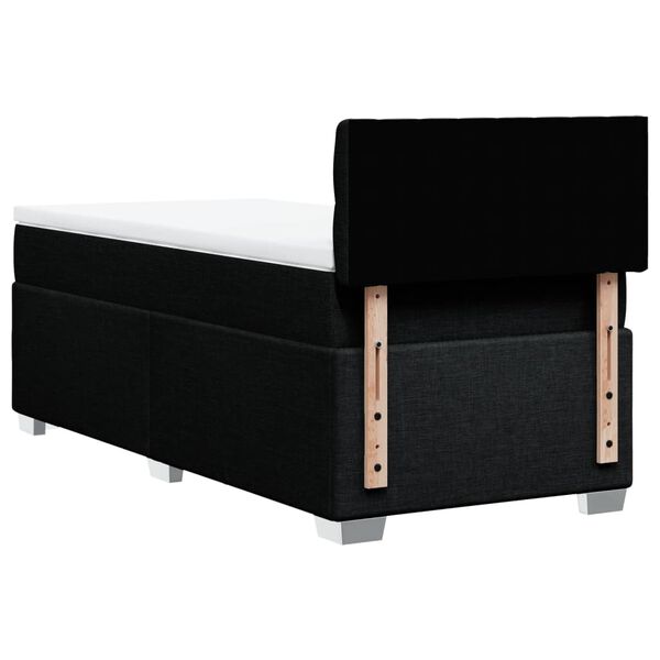 vidaXL Κρεβάτι Boxspring με Στρώμα Μαύρο 100 x 200 εκ. Υφασμάτινο