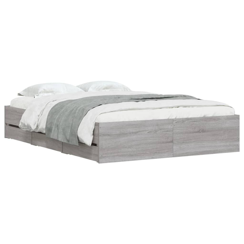 vidaXL Πλαίσιο Κρεβατιού με συρτάρια Γκρι sonoma 120x200εκ. Επεξ. Ξύλο