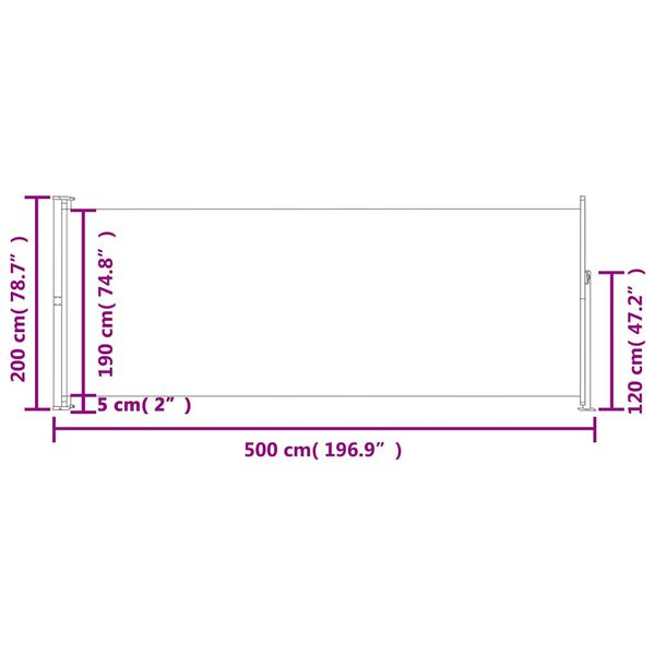 vidaXL Σκίαστρο Πλαϊνό Συρόμενο Βεράντας Γκρι 200 x 500 εκ.