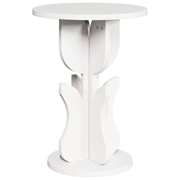 vidaXL Τραπεζάκι Πλευράς Λευκό 39.5 x 39.5 x 53.5 εκ Μασίφ ξύλο πεύκου