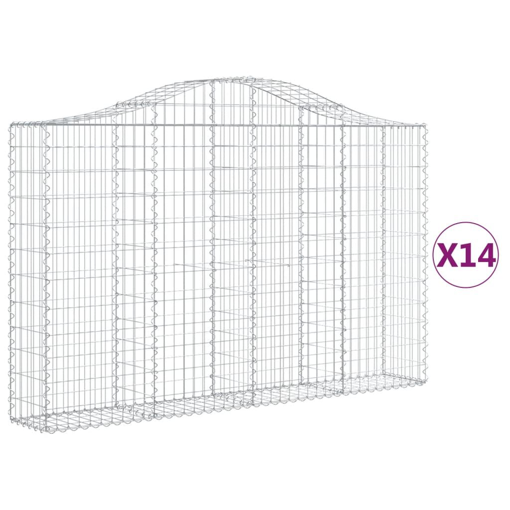 vidaXL Συρματοκιβώτια Τοξωτά 14 τεμ. 200x30x120/140 εκ. Γαλβαν. Ατσάλι