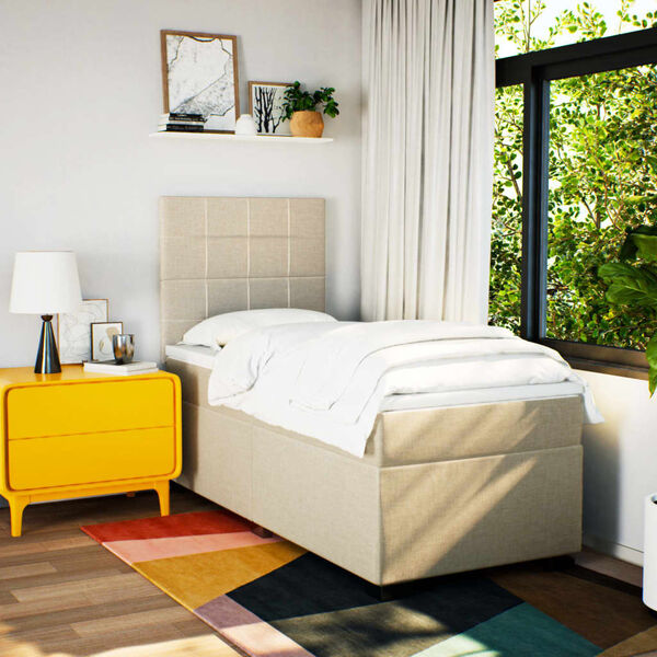 vidaXL &Kappa;&rho;&epsilon;&beta;ά&tau;&iota; Boxspring &mu;&epsilon; &Sigma;&tau;&rho;ώ&mu;&alpha; &Kappa;&rho;&epsilon;&mu; 90x200 &epsilon;&kappa;.&Upsilon;&phi;&alpha;&sigma;&mu;ά&tau;&iota;&nu;&omicron;