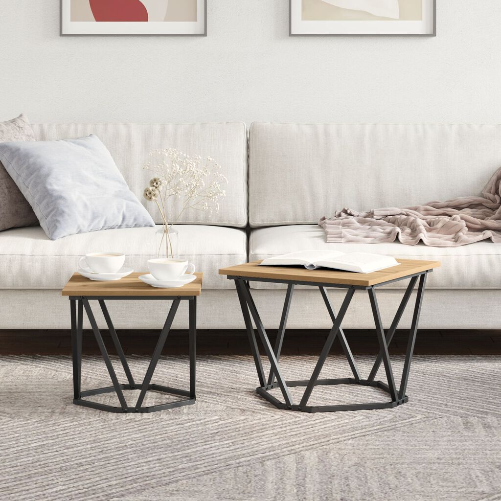 vidaXL Σετ βοηθητικά τραπεζάκια 2 pcs artisan δρυς 50 x 50 x 40 cm