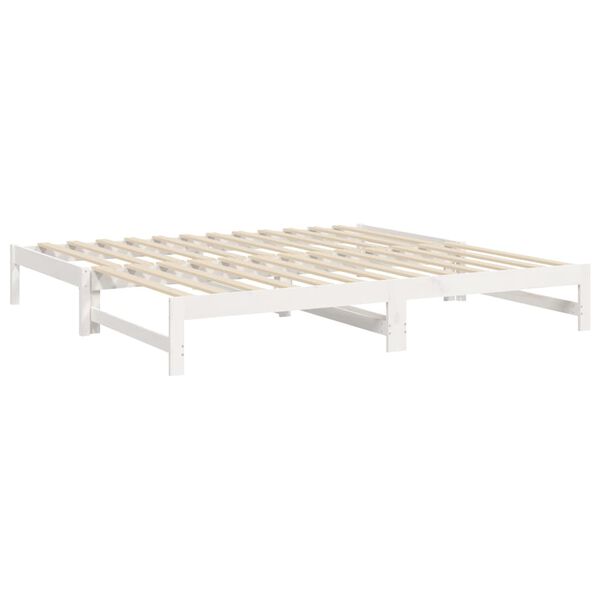 vidaXL Καναπές Κρεβάτι Συρόμενος Λευκός 2x(100x200) εκ. Μασίφ Πεύκο