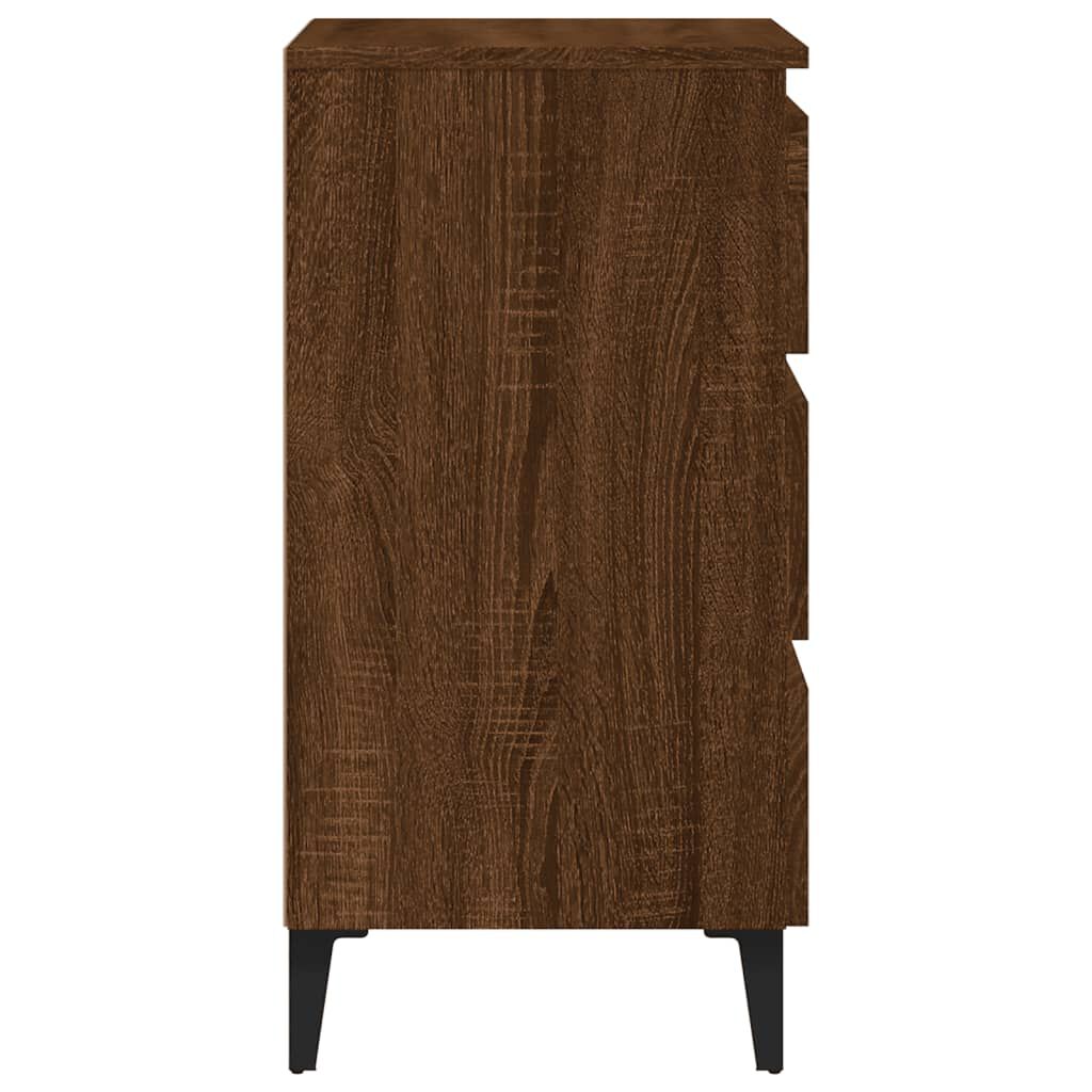 vidaXL Κομοδίνα 2 τεμ. Καφέ Δρυς 40 x 35 x 69 εκ. με Μεταλλικά Πόδια