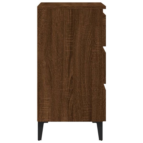 vidaXL Κομοδίνα 2 τεμ. Καφέ Δρυς 40 x 35 x 69 εκ. με Μεταλλικά Πόδια