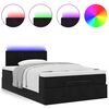 vidaXL Οθωμανικό κρεβάτι με στρώμα & LEDs Μαύρο 120x190cm Velvet