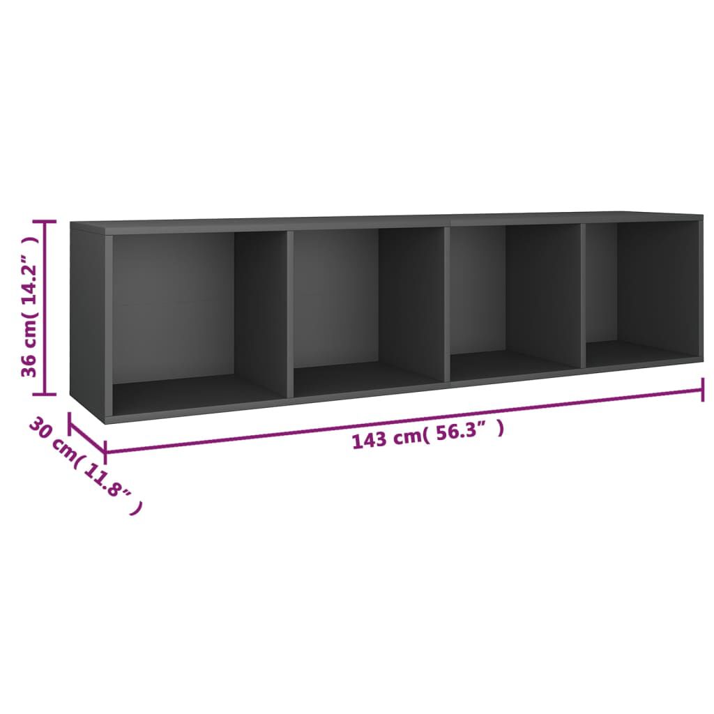 vidaXL Βιβλιοθήκη/Έπιπλο Τηλεόρασης Γκρι 36x30x143 εκ. Μοριοσανίδα