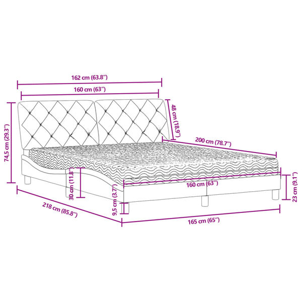 vidaXL Κρεβάτι με Στρώμα Μαύρο 160x200 εκ. Βελούδινο