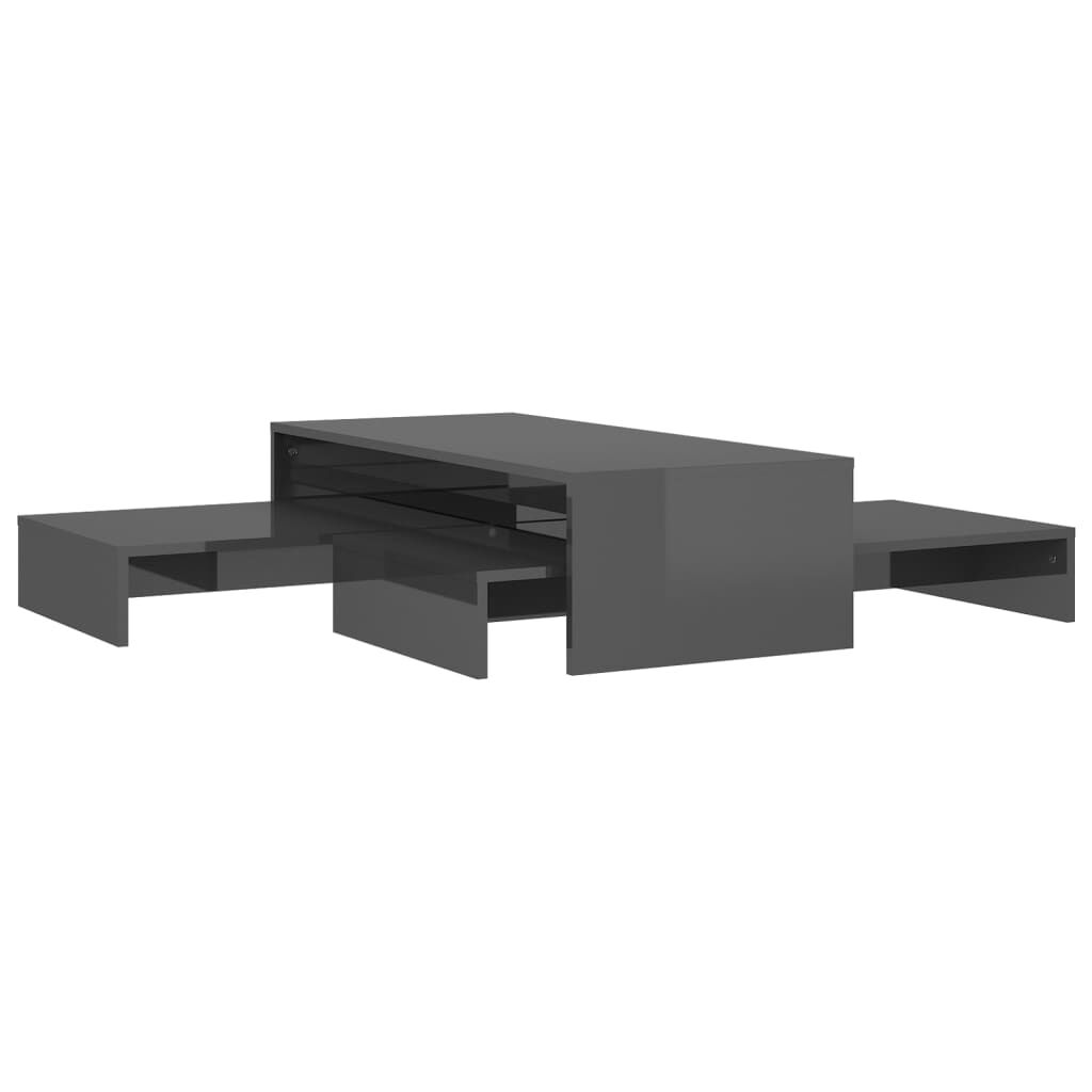 vidaXL Τραπεζάκι Ζιγκόν Γυαλιστερό Γκρι 100x100x26,5 εκ.