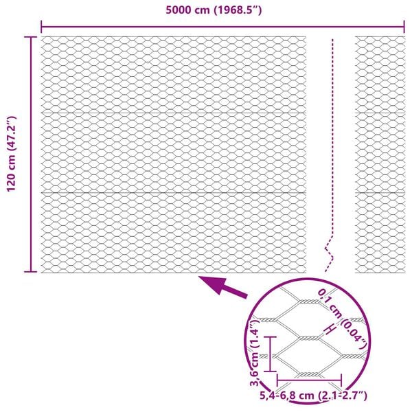 vidaXL Εξαγωνικός φράχτης Πράσινο 1.2 x 50 m Ατσάλι