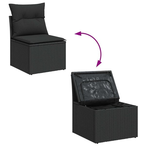 vidaXL Σετ Καναπέ Κήπου 7 pcs Μαύρο
