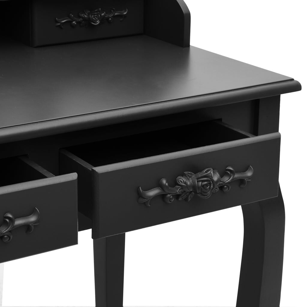 vidaXL Μπουντουάρ με Σκαμπό Μαύρο 75 x 69 x 140 εκ. Ξύλο Παυλώνιας