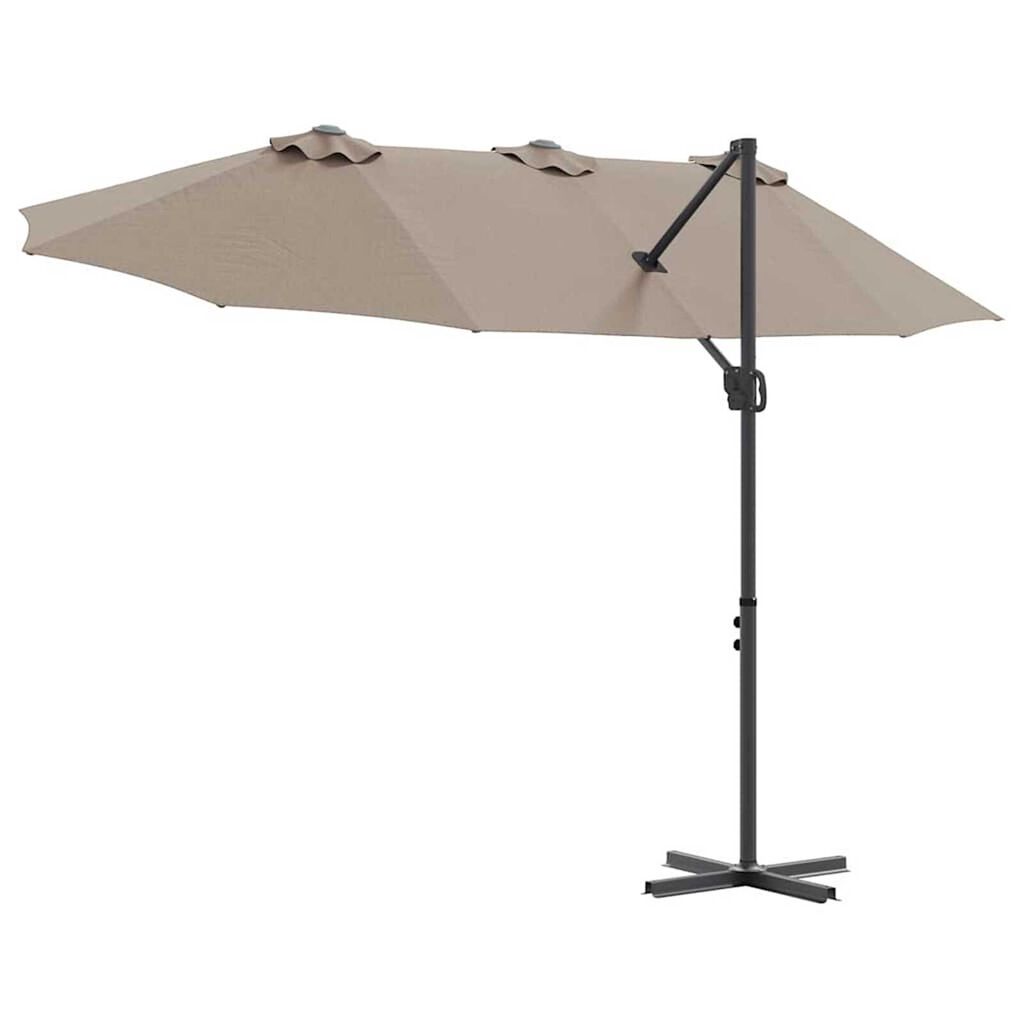 vidaXL Ομπρέλα κήπου τύπου καντίλας Taupe 372 x 198 x 243 εκ