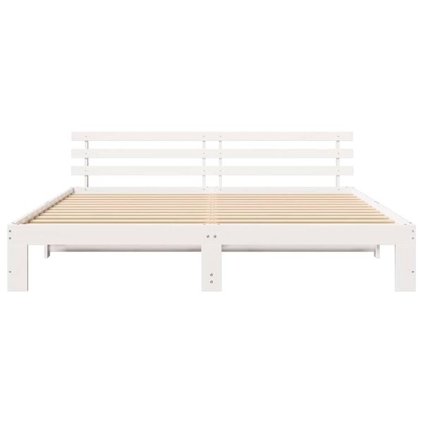 vidaXL Σκελετός Κρεβατιού Λευκό 200 x 200 cm Μασίφ ξύλο πεύκου