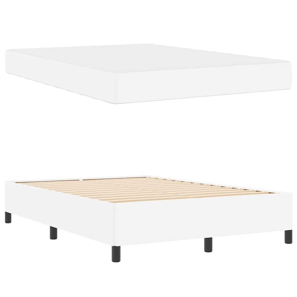 vidaXL Σκελετός κρεβατιού με στρώμα Λευκό 140 x 190 cm Τεχνητό δέρμα