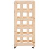 vidaXL Ξυλοθήκη με Τροχούς Μαύρη 40x49x110 εκ. από Μασίφ Ξύλο Πεύκου