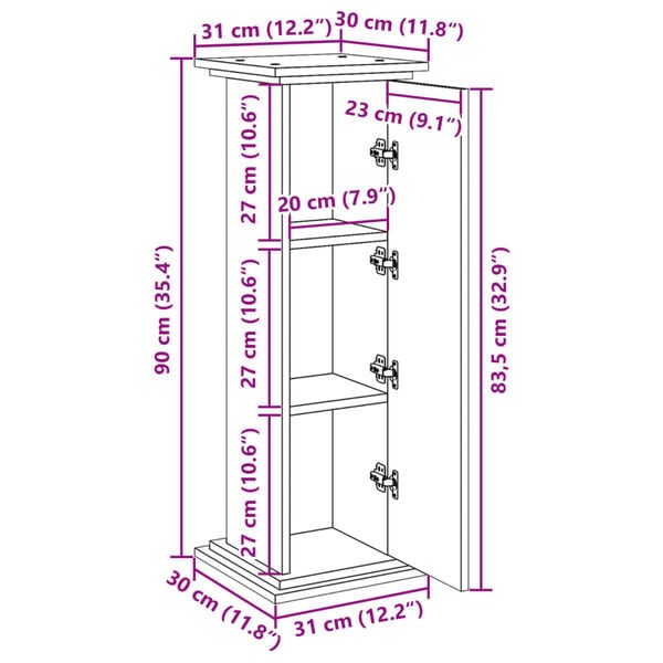 vidaXL Βάση Οθόνης με Αποθ. Sonoma Δρυς 31x30x90 εκ Επεξεργασμένο Ξύλο